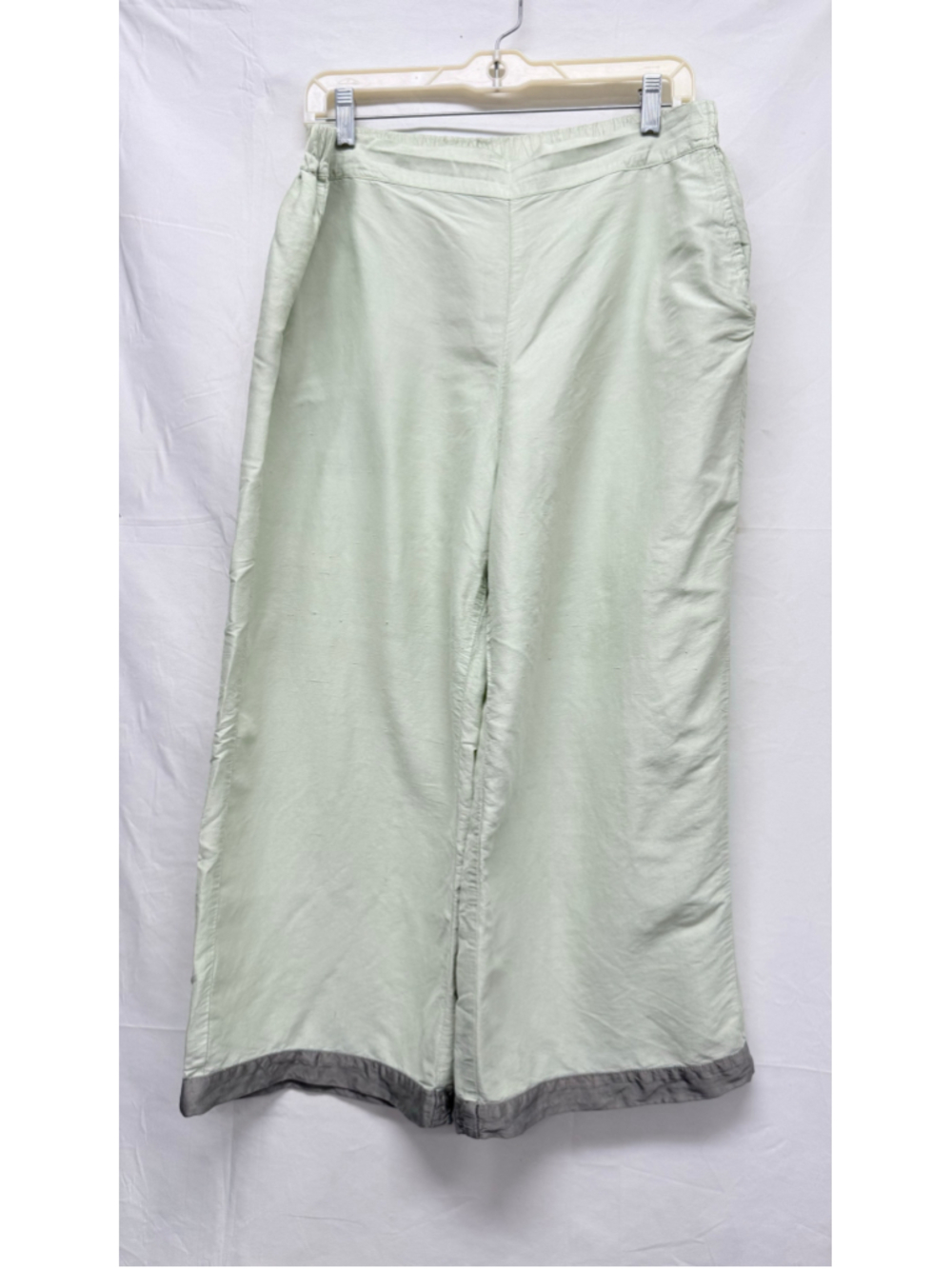 Women's Vintage CP Shades Wide Leg Pants Size L Green Grey Silk